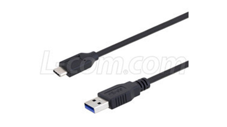 L-com推出配備A型至Type-C連接器的高柔性USB 3.0線纜組件