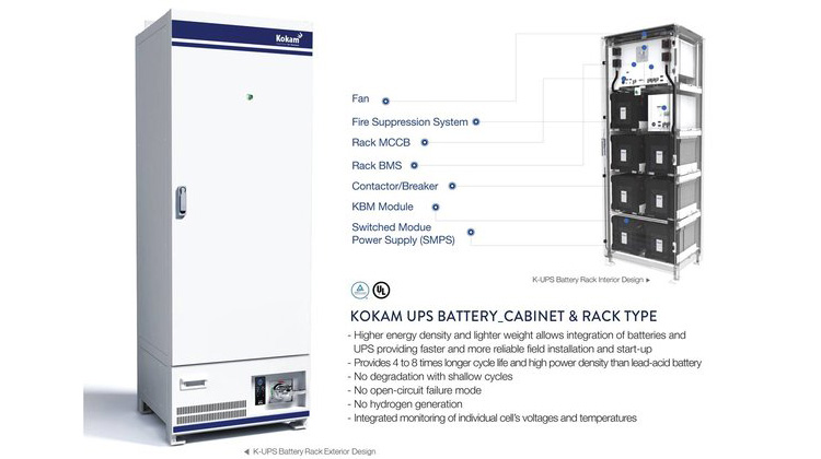 Kokam推出新的K-UPS系列鋰離子大功率不間斷電源電池架