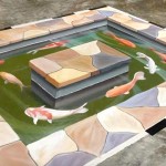 徒手繪出擬真的3D鯉魚池塘