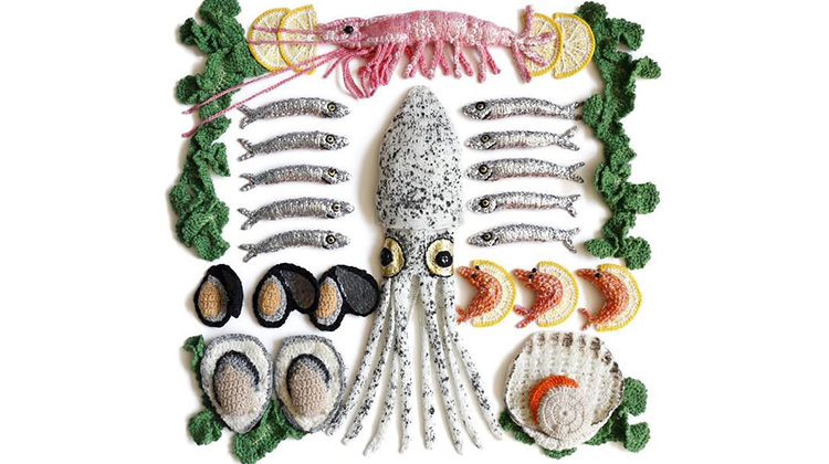 栩栩如生的海鮮，藝術家 Kate Jenkins 的勾針織藝術