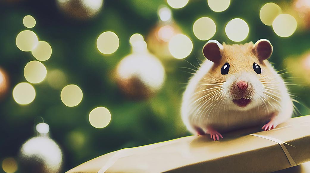 聖誕 聖誕 禮物 聖誕樹 樹 動物 箱 慶祝 慶典 可愛 節假日 聖誕裝飾 鼠標 寵物 鼠 背景虛化 禮品盒 插圖 聖誕老人