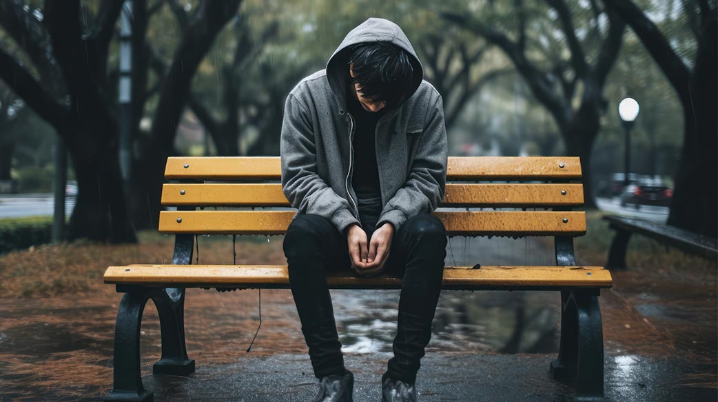 城市 獨 冷 公園 一 雨 寂寞 外 雨滴 長凳 季節 失敗 年輕 人 人 城市的 男人 坐 雨