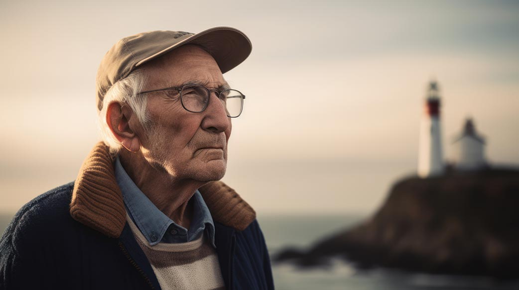 性質 海洋 老年 老 燈塔 男人 肖像 一 退休 人 成人 尋找 前輩 老 海灘 人 男性 旅遊 跟班
